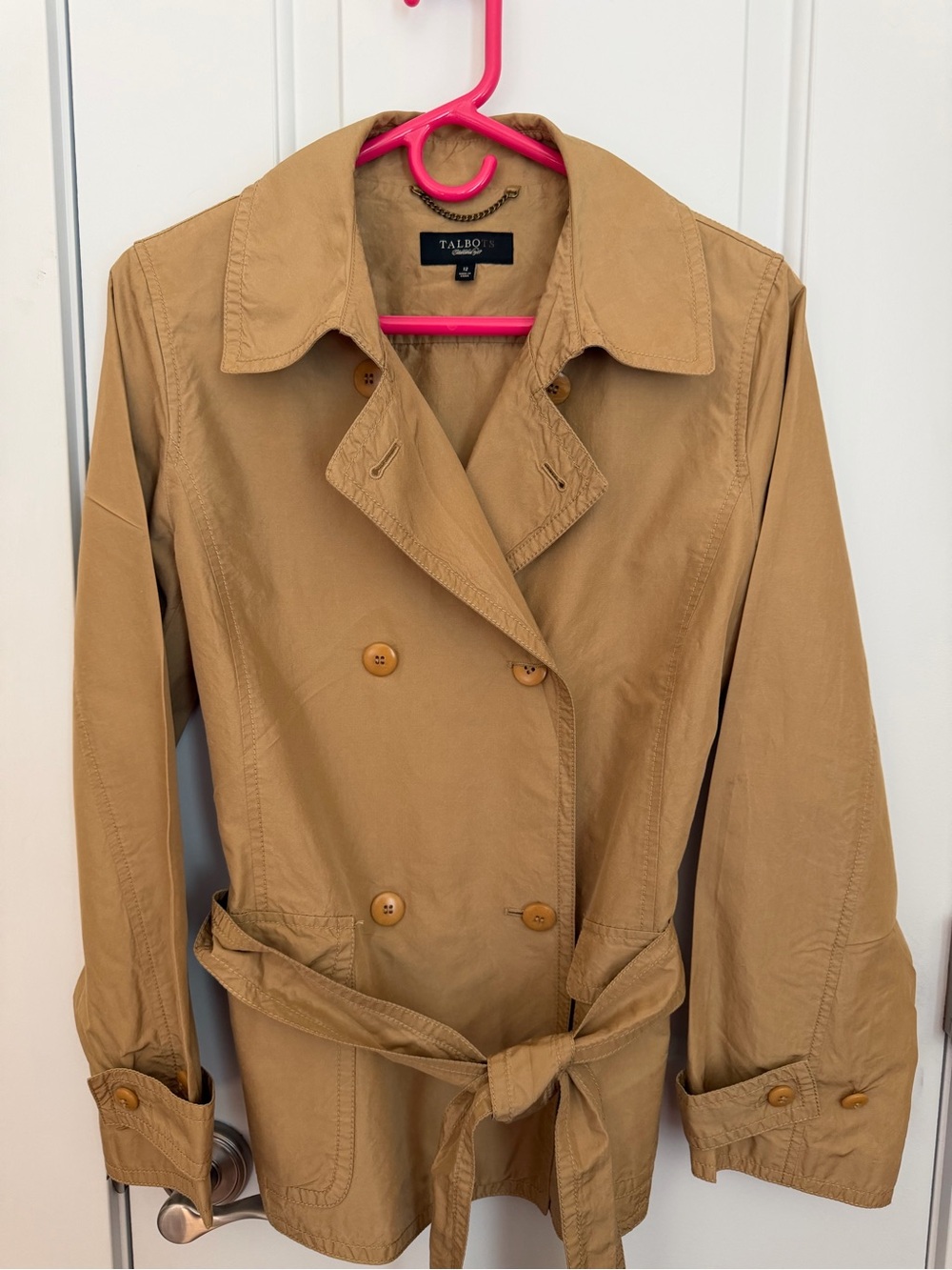 Talbots Khaki Double-Breasted Belted Trench Coat